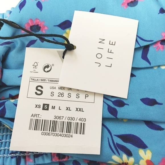 Zara Crop Top Bandeau Summer Blue Floral Shirred SmockePretty Cute Beachy - Picture 8 of 14